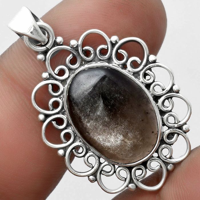 Natural Silver Obsidian Pendant SDP103341 P-1699, 12x17 mm