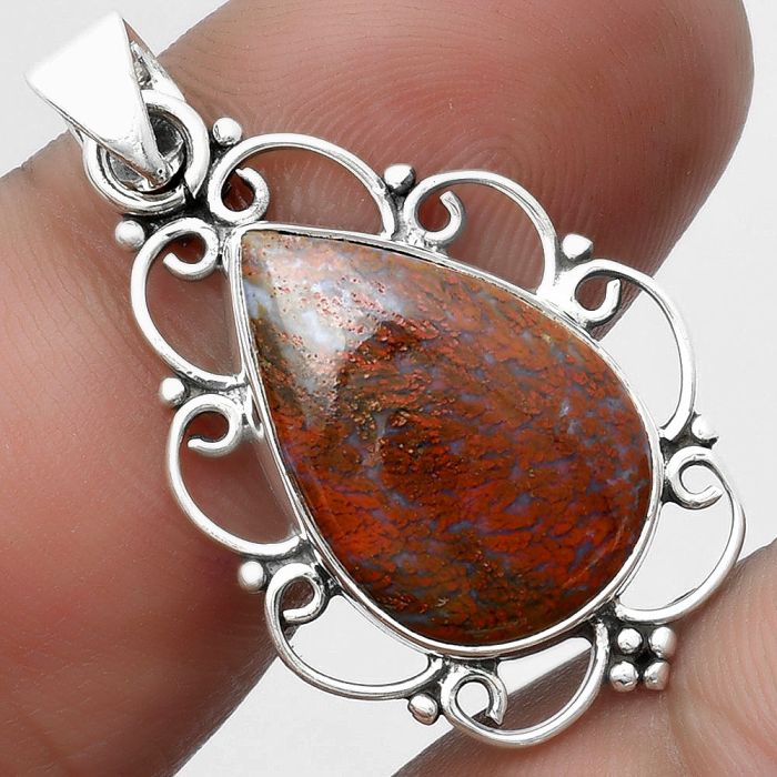 Natural Red Moss Agate Pendant SDP103472 P-1699, 12x18 mm