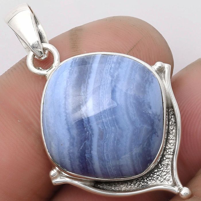 Natural Blue Lace Agate - South Africa Pendant SDP104782 P-1393, 18x18 mm