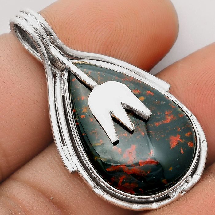 Natural Blood Stone - India Pendant SDP106093 P-1642, 18x26 mm