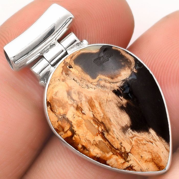 Natural Root Plume Agate Pendant SDP106298 P-1621, 18x24 mm