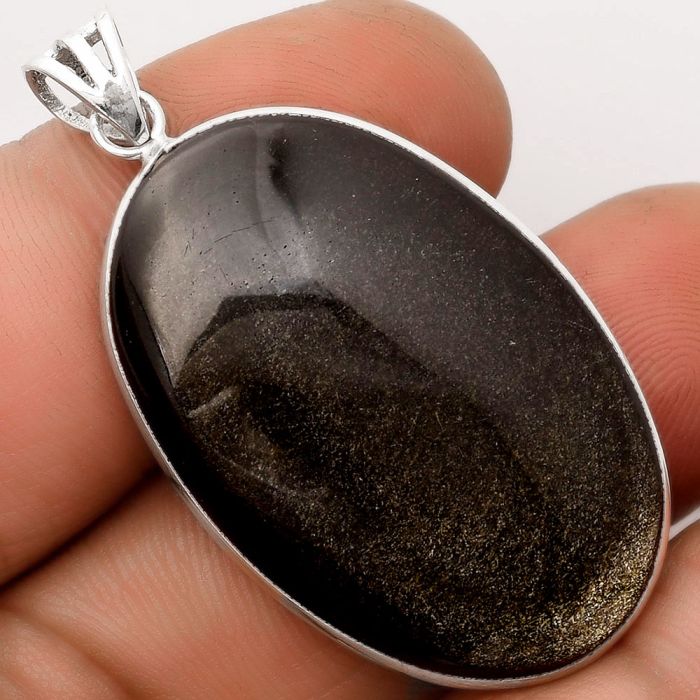 Natural Silver Obsidian Pendant SDP106488 P-1001, 23x36 mm