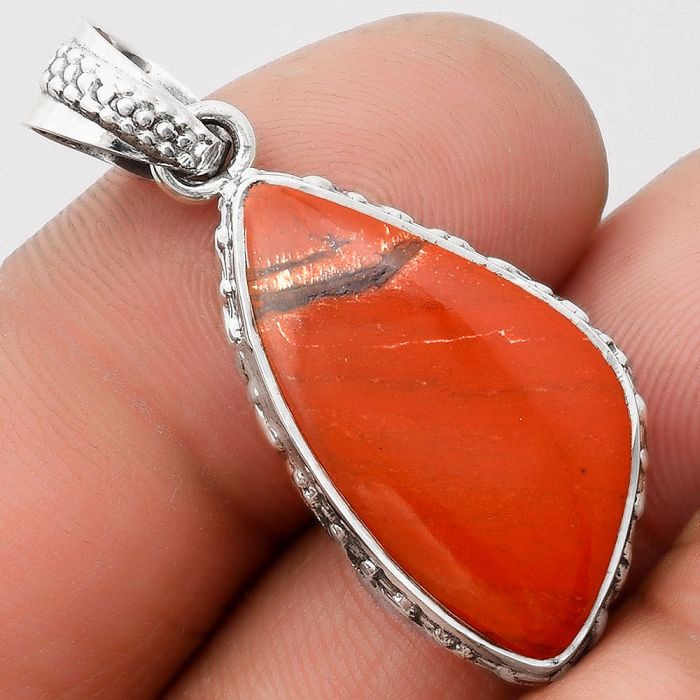 Natural Red Moss Agate Pendant SDP106756 P-1060, 13x25 mm