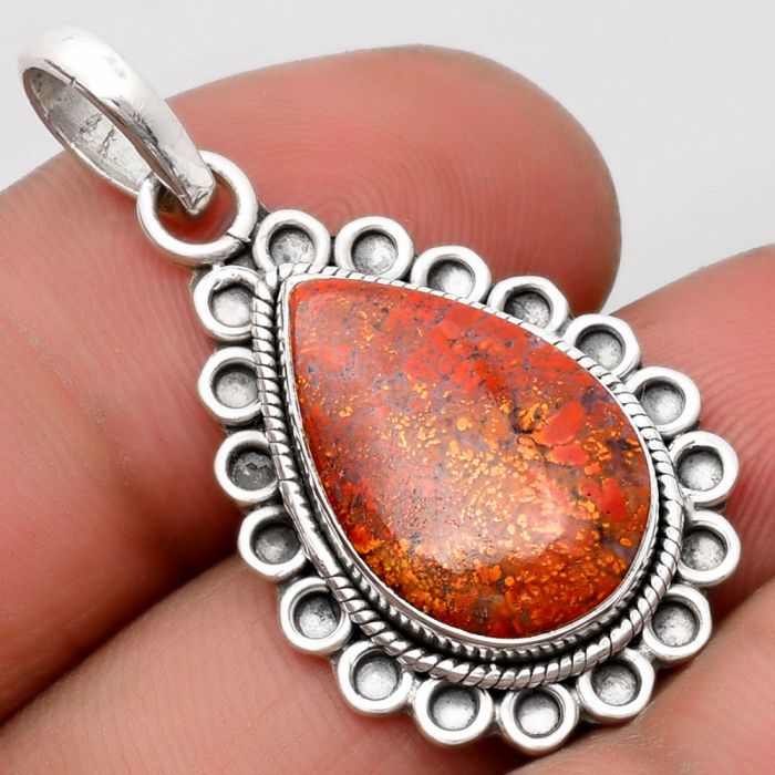 Natural Red Moss Agate Pendant SDP107002 P-1214, 12x18 mm
