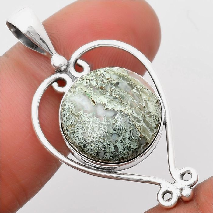 Natural Horse Canyon Moss Agate Pendant SDP107129 P-1285, 16x16 mm