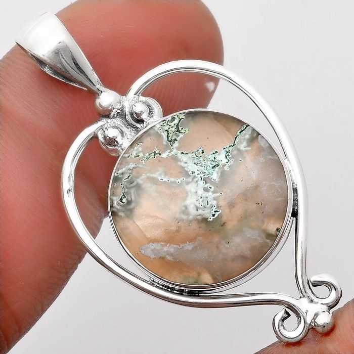 Natural Horse Canyon Moss Agate Pendant SDP107132 P-1285, 17x17 mm