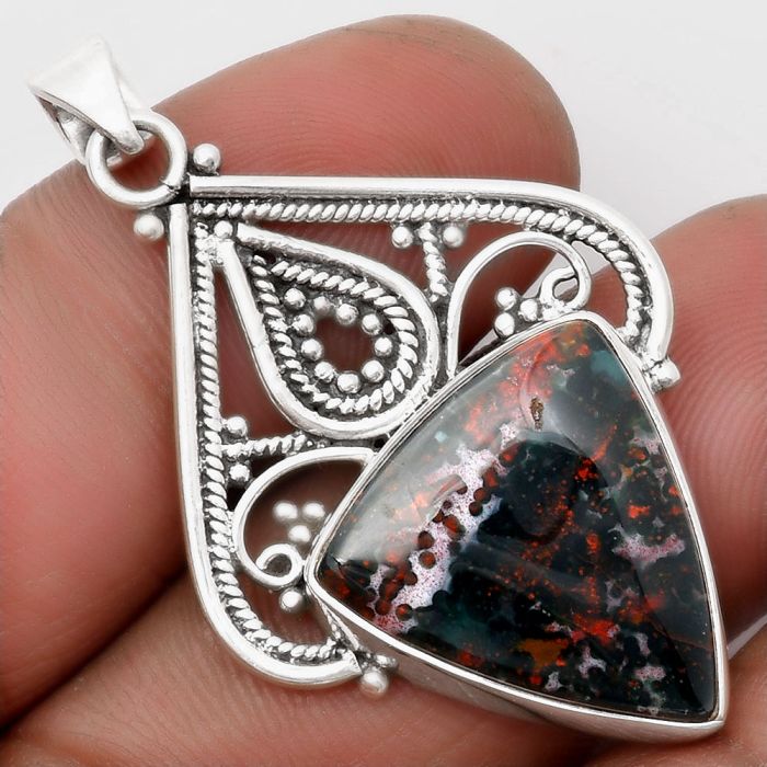 Natural Blood Stone - India Pendant SDP107265 P-1541, 18x20 mm