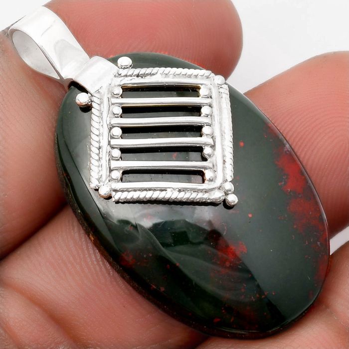 Natural Blood Stone - India Pendant SDP107659 P-1462, 23x34 mm