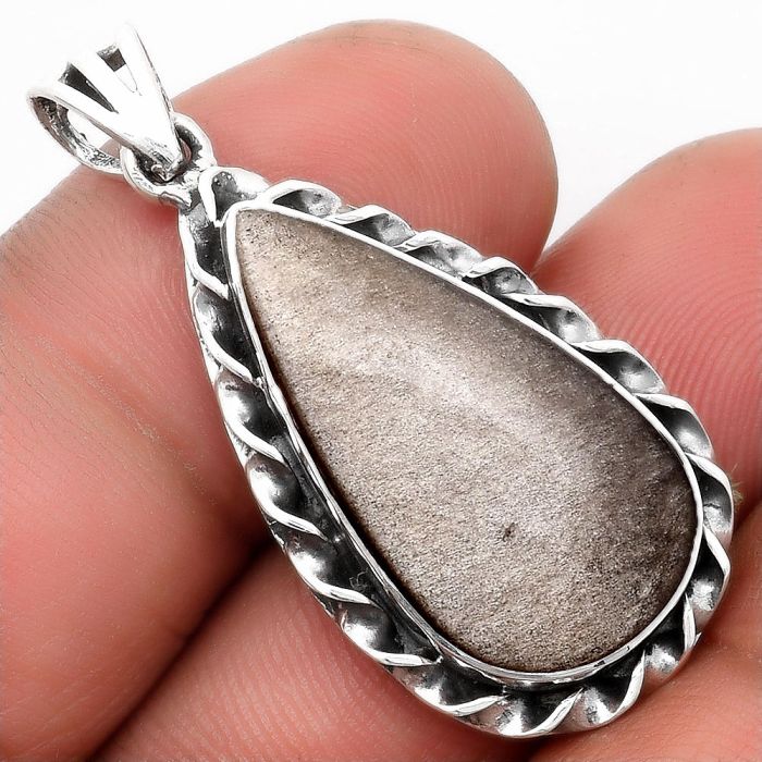 Natural Silver Obsidian Pendant SDP107697 P-1081, 14x25 mm