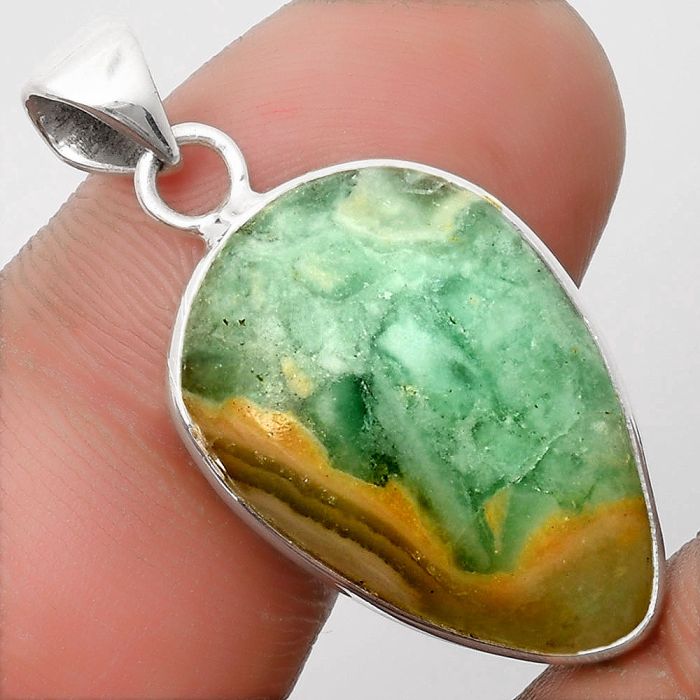 Natural Green Lace Agate Pendant SDP108342 P-1001, 15x22 mm