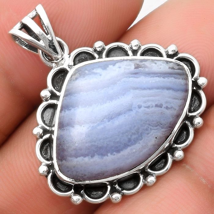 Natural Blue Lace Agate - South Africa Pendant SDP108977 P-1080, 16x22 mm