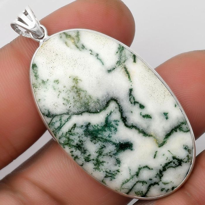 Natural Tree Weed Moss Agate - India Pendant SDP109159 P-1001, 26x42 mm