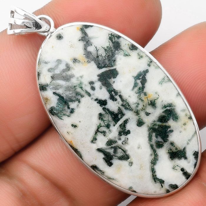 Natural Tree Weed Moss Agate - India Pendant SDP109288 P-1001, 23x38 mm