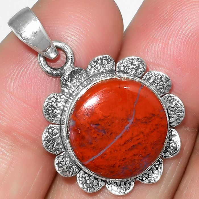 Natural Red Moss Agate Pendant SDP109670 P-1205, 15x15 mm