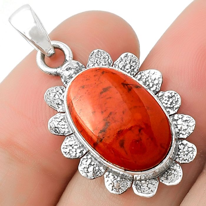 Natural Red Moss Agate Pendant SDP109711 P-1205, 11x17 mm