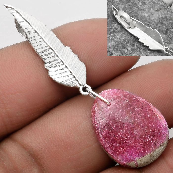 Feather - Natural Pink Cobalt Pendant SDP109834 P-1280, 17x21 mm