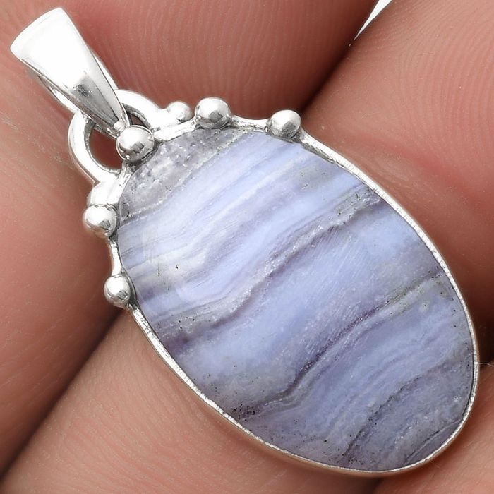 Natural Blue Lace Agate - South Africa Pendant SDP109932 P-1349, 14x22 mm