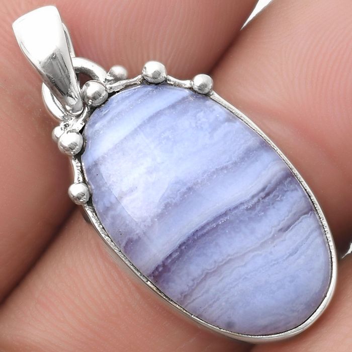 Natural Blue Lace Agate - South Africa Pendant SDP109943 P-1349, 15x23 mm