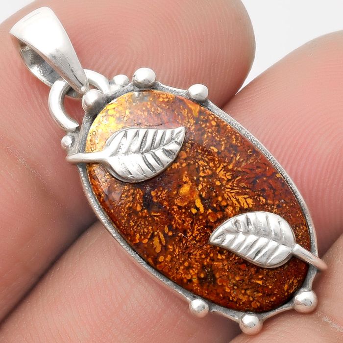 Natural Red Moss Agate Pendant SDP110174 P-1226, 13x22 mm