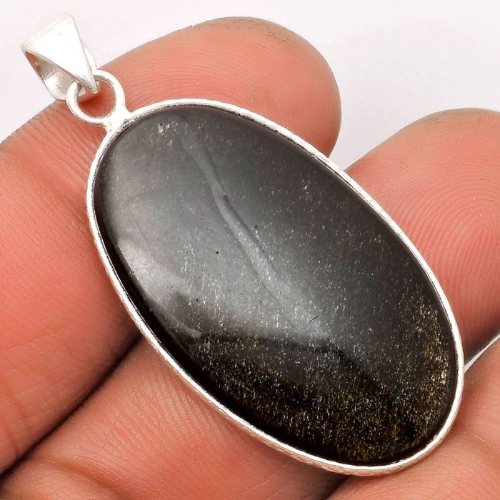 Natural Silver Obsidian Pendant SDP110612 P-1053, 20x35 mm