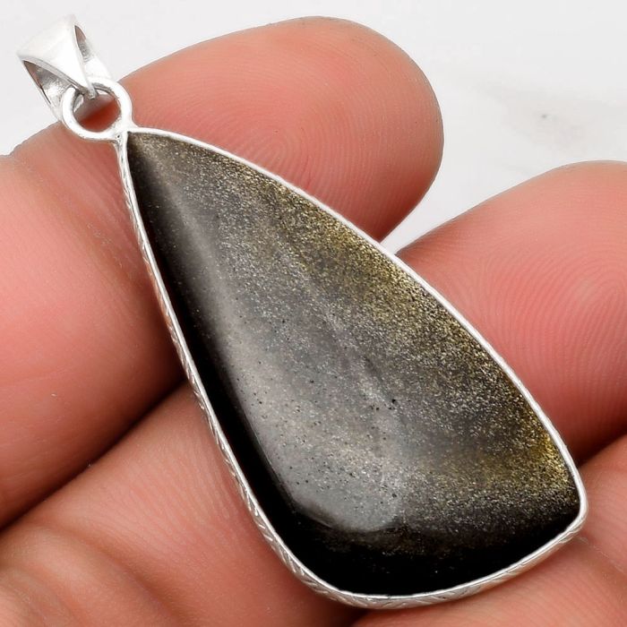 Natural Silver Obsidian Pendant SDP110831 P-1053, 18x37 mm