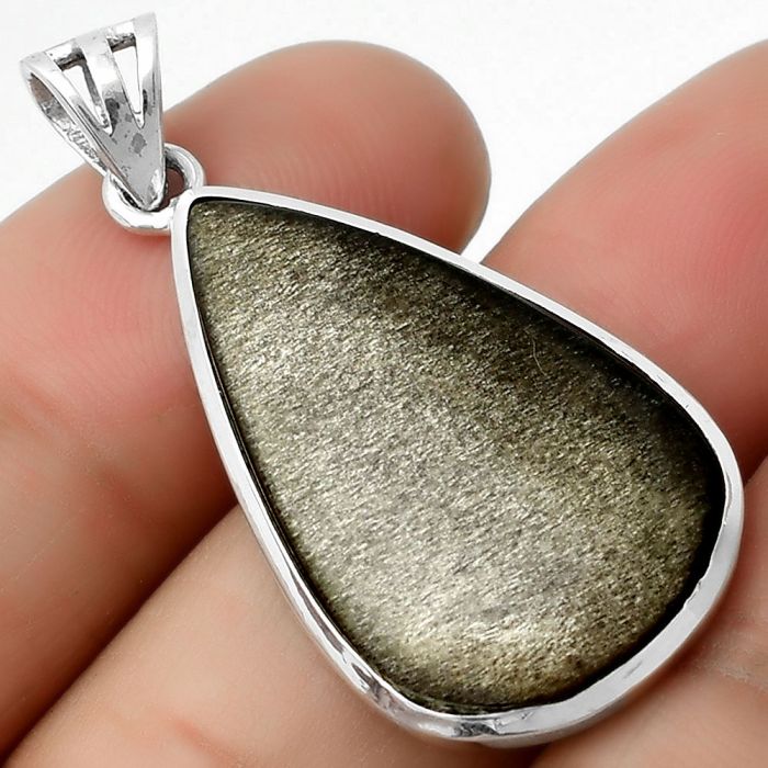 Natural Silver Obsidian Pendant SDP111143 P-1002, 17x28 mm
