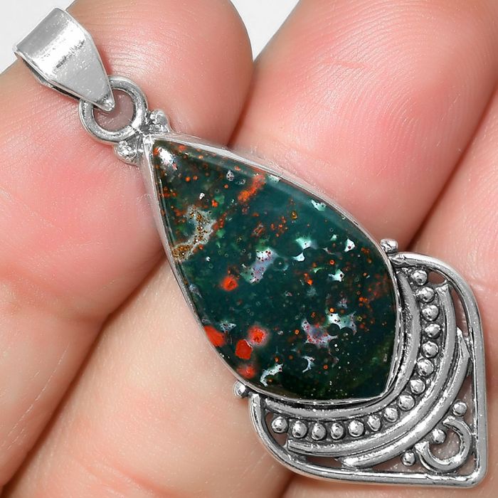 Natural Blood Stone - India Pendant SDP111495 P-1164, 13x24 mm