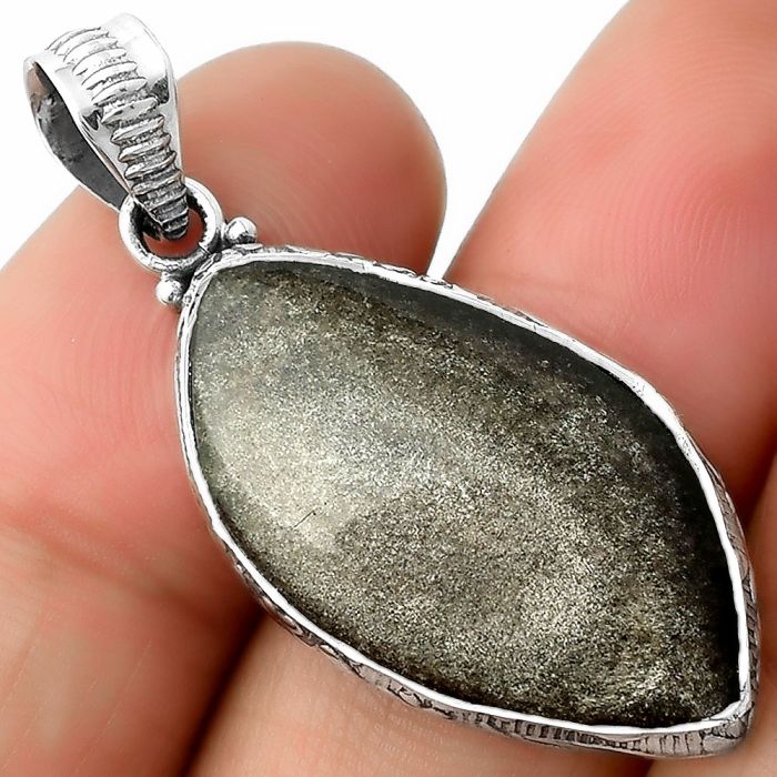 Natural Silver Obsidian Pendant SDP111877 P-1082, 15x27 mm
