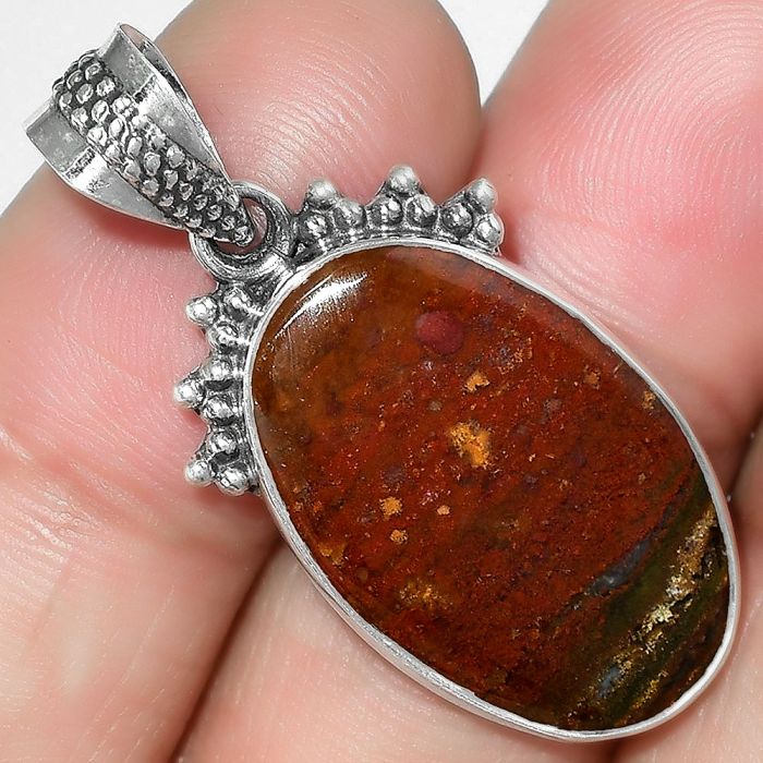 Natural Red Moss Agate Pendant SDP112035 P-1086, 15x23 mm