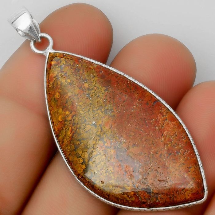 Natural Red Moss Agate Pendant SDP112611 P-1053, 23x34 mm