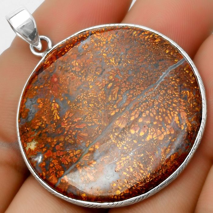 Natural Red Moss Agate Pendant SDP112627 P-1053, 37x37 mm