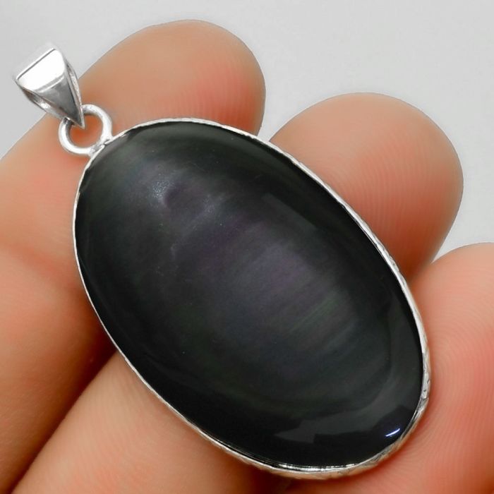 Natural Obsidian Eye Pendant SDP112682 P-1053, 22x37 mm