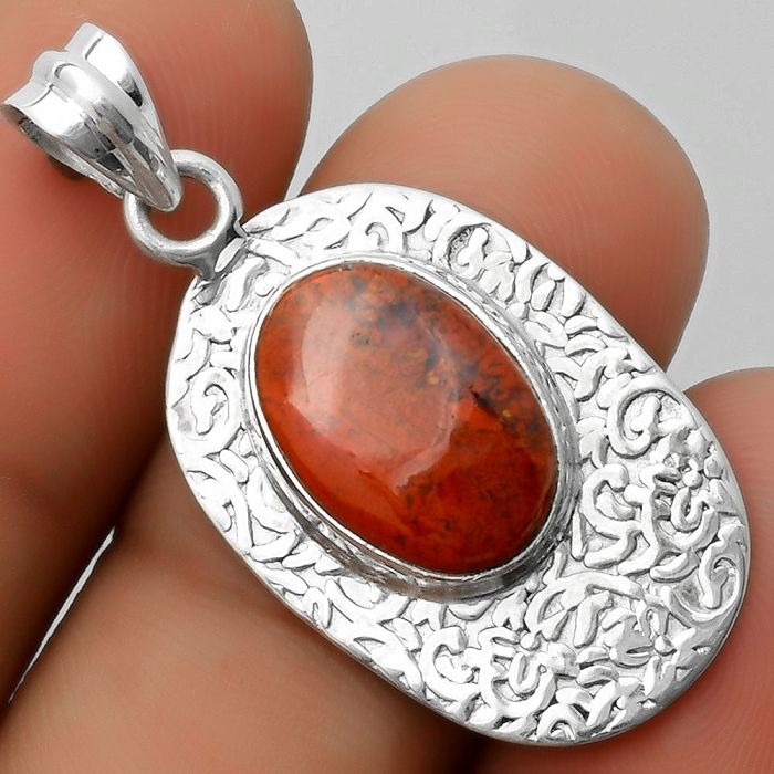 Natural Red Moss Agate Pendant SDP112699 P-1392, 10x14 mm