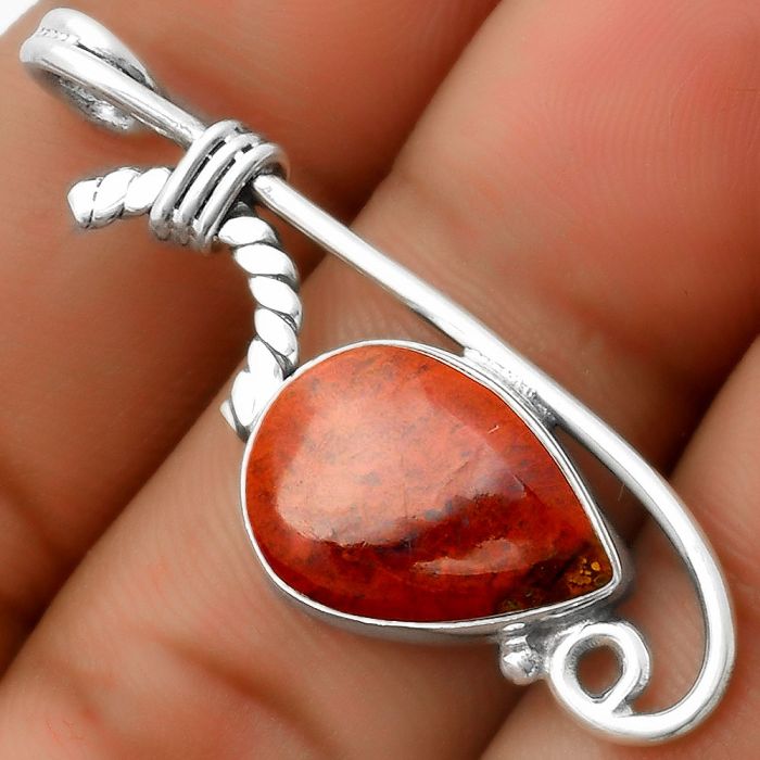 Natural Red Moss Agate Pendant SDP112868 P-1682, 11x16 mm