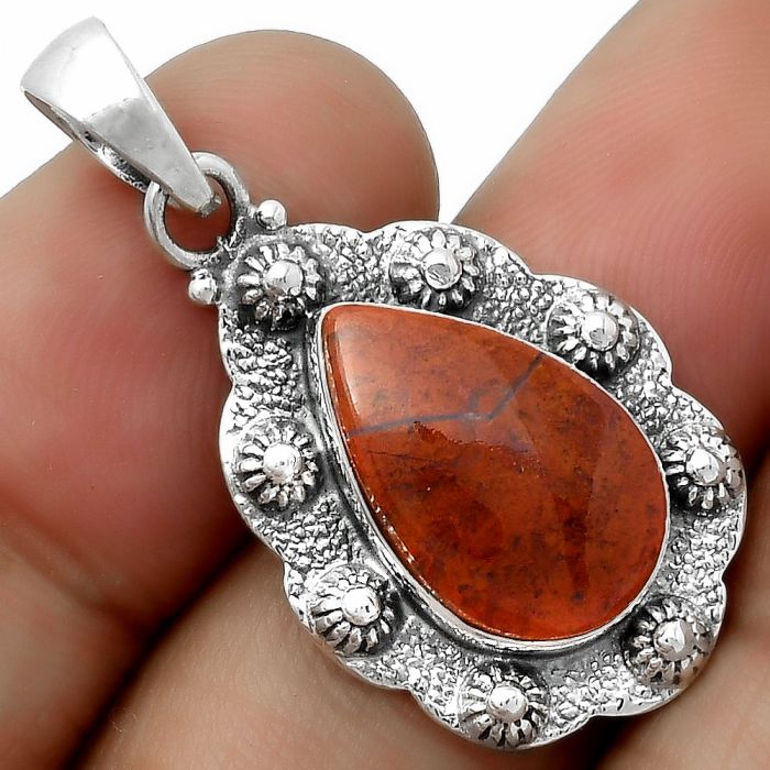 Natural Red Moss Agate Pendant SDP113842 P-1427, 11x16 mm