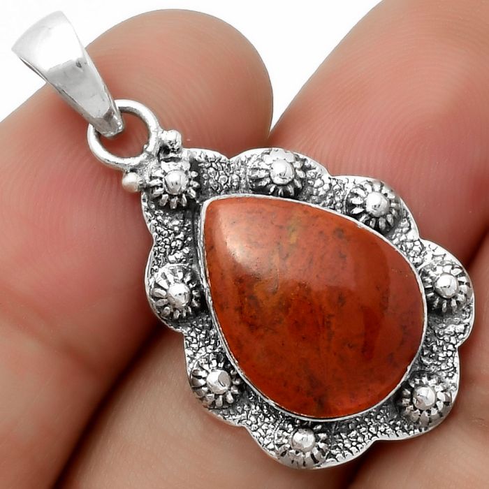 Natural Red Moss Agate Pendant SDP113854 P-1427, 13x17 mm