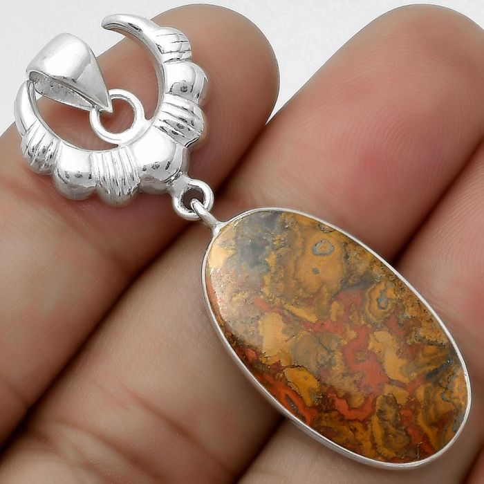 Crescent Moon Cady Mountain Agate Pendant SDP113948 P-1232, 15x26 mm