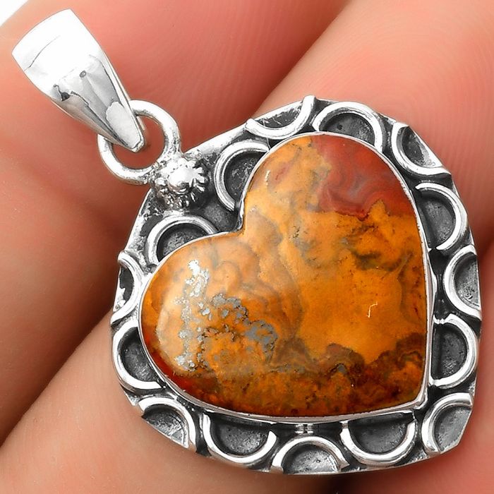 Valentine Gift Heart Natural Rare Cady Mountain Agate Pendant SDP114667 P-1242, 18x18 mm