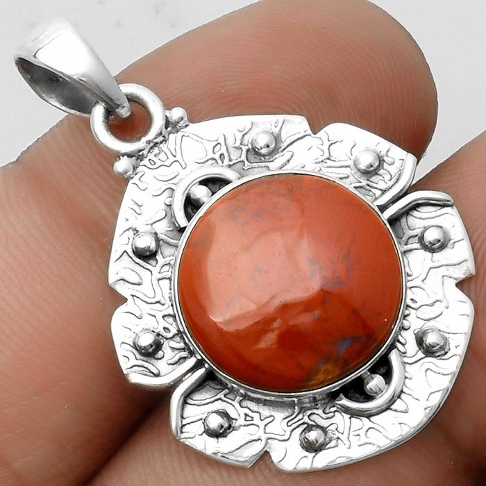 Natural Red Moss Agate Pendant SDP115681 P-1577, 14x14 mm