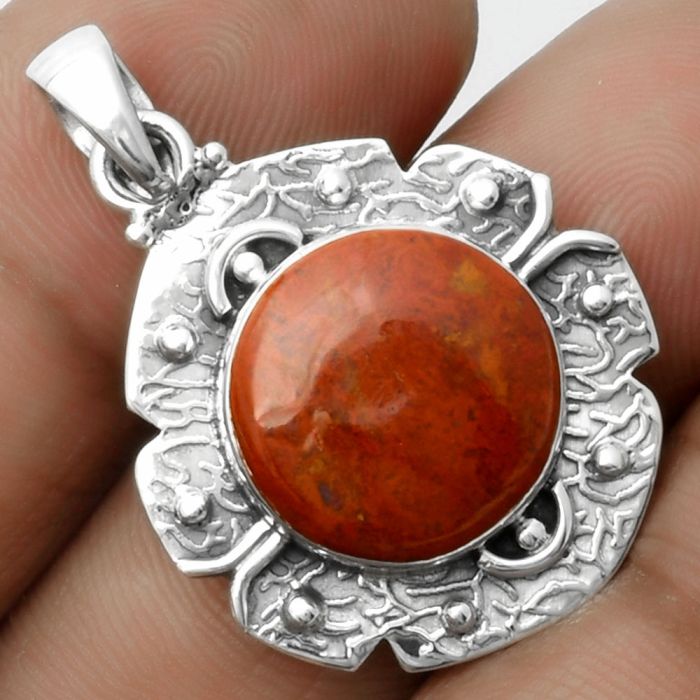 Natural Red Moss Agate Pendant SDP115686 P-1577, 15x15 mm
