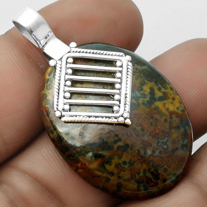 Natural Blood Stone - India Pendant SDP115799 P-1462, 16x34 mm