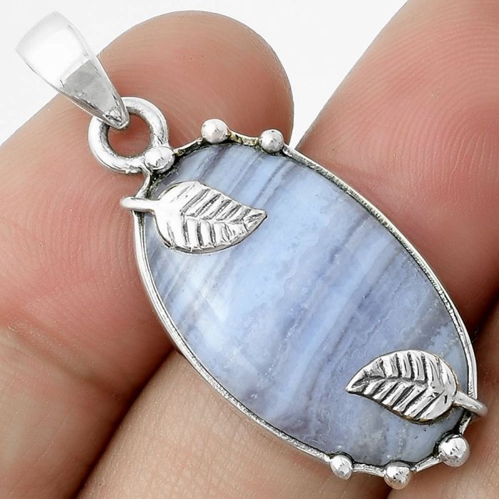 Natural Blue Lace Agate - South Africa Pendant SDP116848 P-1226, 14x24 mm