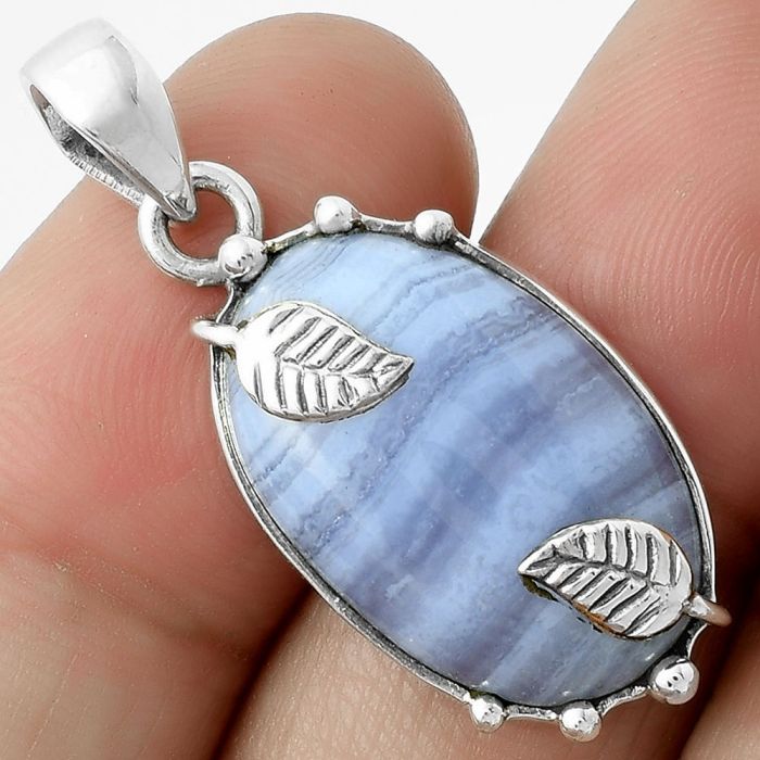 Natural Blue Lace Agate - South Africa Pendant SDP116862 P-1226, 14x22 mm