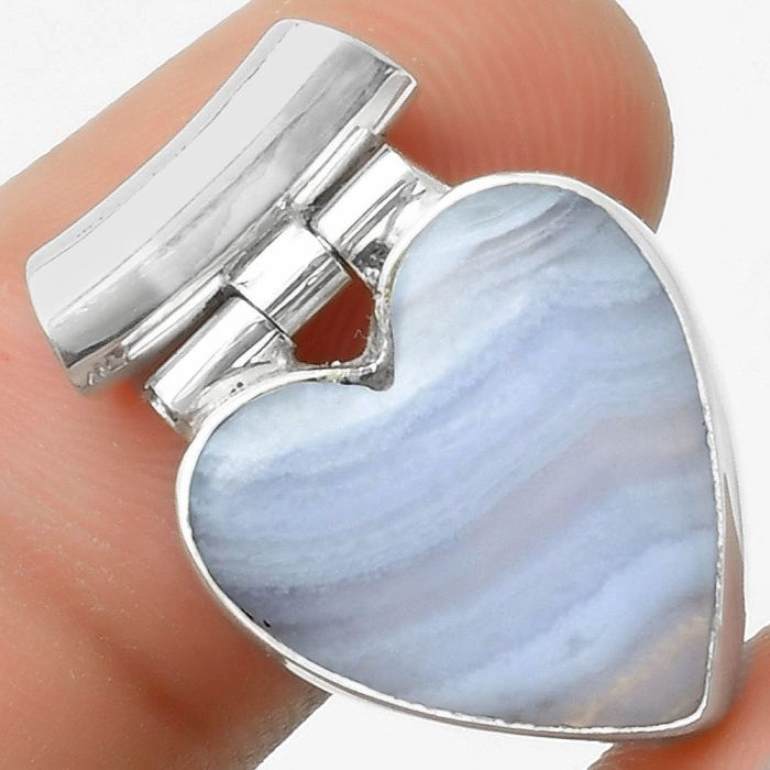 Valentine Gift Heart Blue Lace Agate - South Africa Pendant SDP117187 P-1621, 17x17 mm