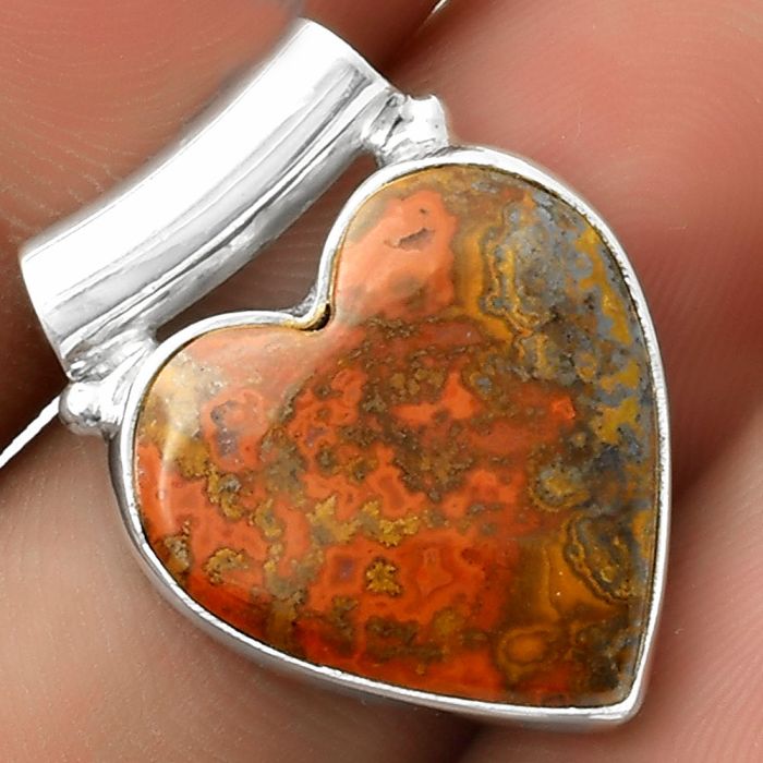 Valentine Gift Heart Natural Rare Cady Mountain Agate Pendant SDP117433 P-1259, 18x18 mm