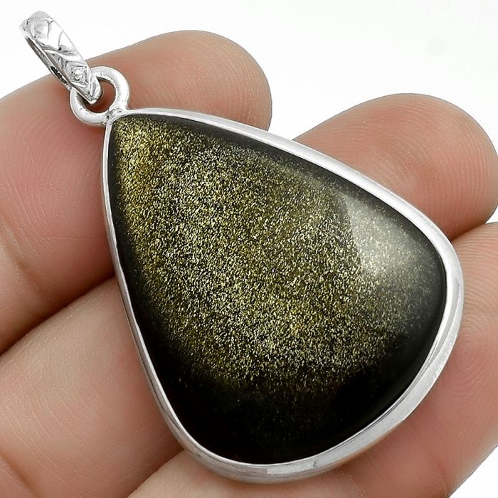 Natural Silver Obsidian Pendant SDP118279 P-1001, 23x33 mm