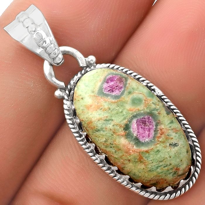 Natural Ruby In Fuchsite Pendant SDP118735 P-5387, 12x22 mm
