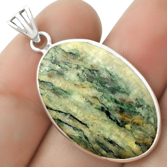Natural Tree Weed Moss Agate - India Pendant SDP119040 P-1001, 18x28 mm