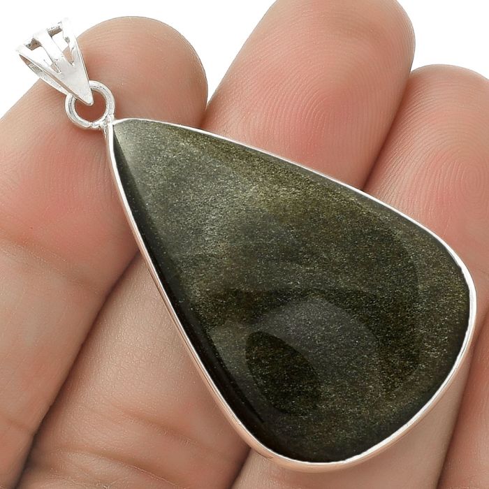 Natural Silver Obsidian Pendant SDP119053 P-1001, 24x36 mm