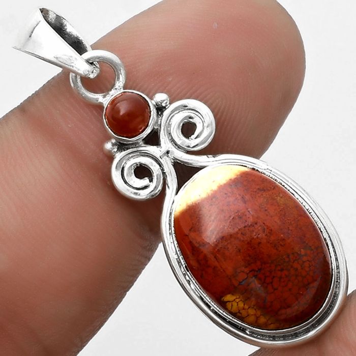 Natural Red Moss Agate & Carnelian Pendant SDP120613 P-1603, 12x16 mm